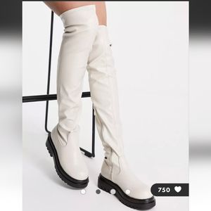 Truffle Collection Chucky over the knee boots in cream